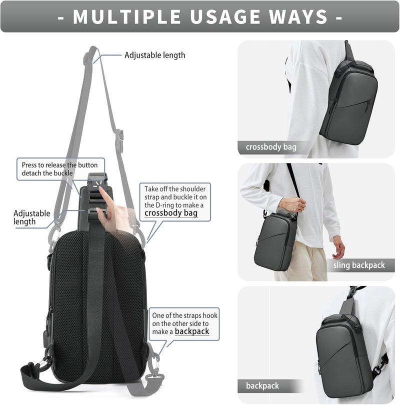 WEPLAN Messenger bag for Men,Small Sling Crossbody Backpack Shoulder Bag for Men Women,canvas Strap Backpack Sling Bag - Image 4